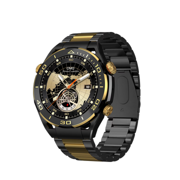 Js Ultimate2 1.53 Inch Bt Call Smart Watch Rdfit App With 2 Straps (silicone Strap/steel Belt) Gold Style