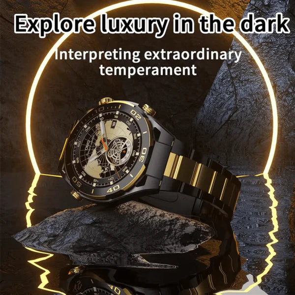 Js Ultimate2 1.53 Inch Bt Call Smart Watch Rdfit App With 2 Straps (silicone Strap/steel Belt) Gold Style